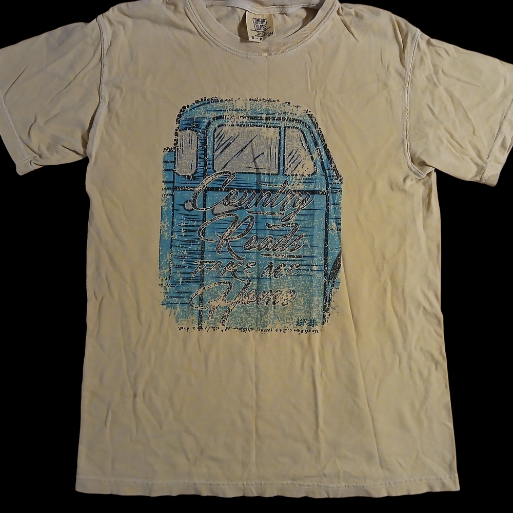 Comfort Colors White Tee with Blue Vintage Truck Graphic
